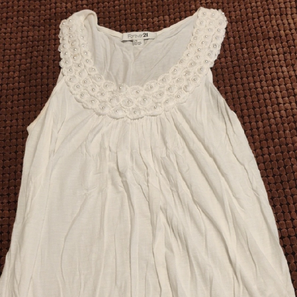Forever 21 Ivory Embellished Blouse